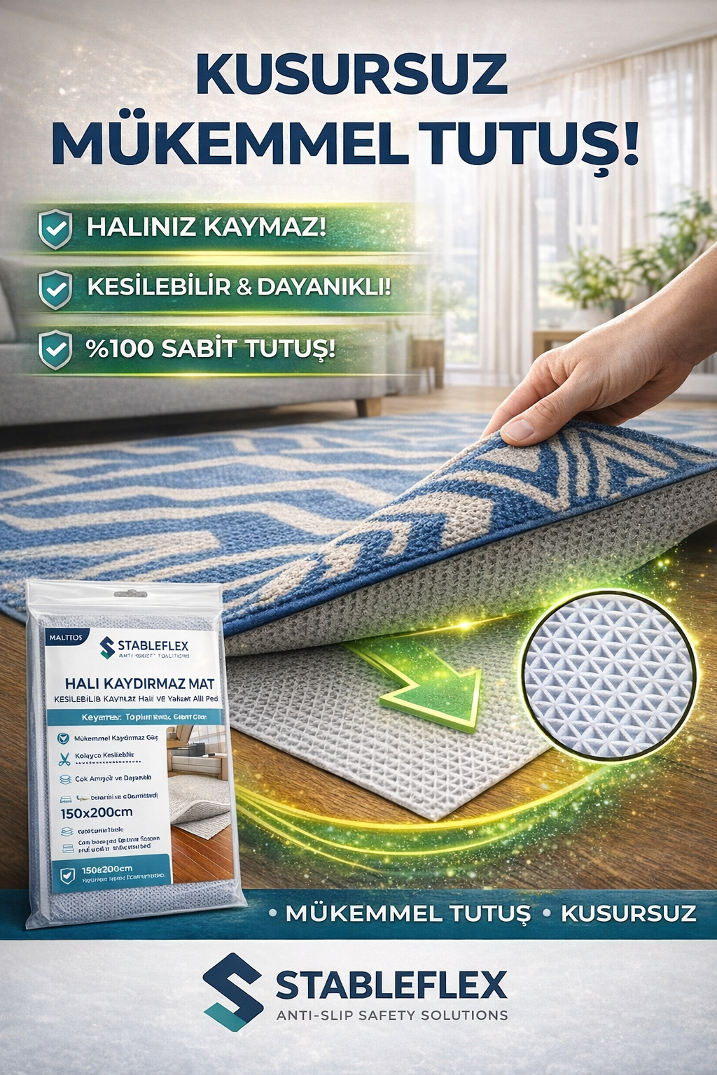 StableFlex® Premium Halı Kaydırmaz Mat