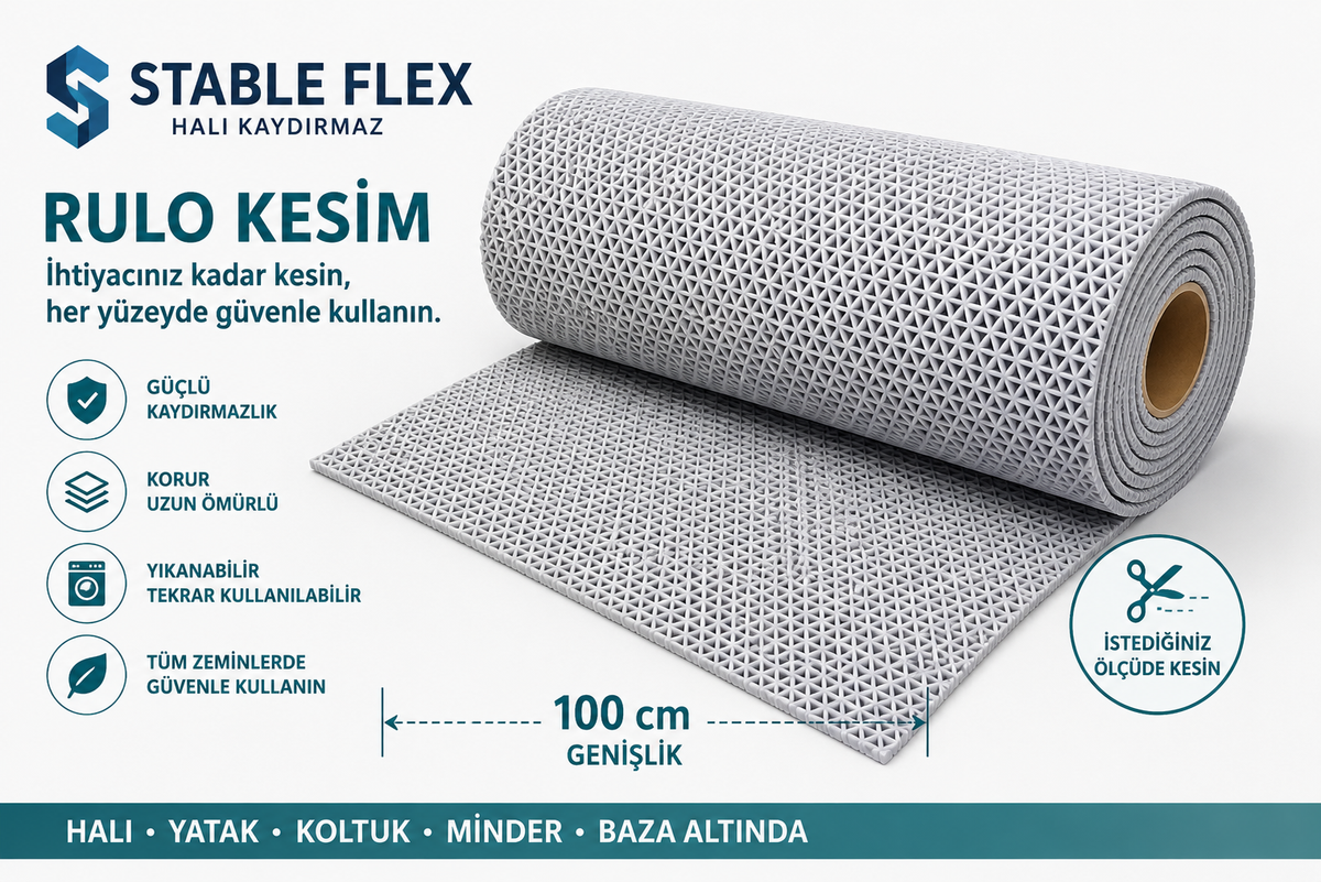 StableFlex® Premium Halı Kaydırmaz Mat 100cm Rulo