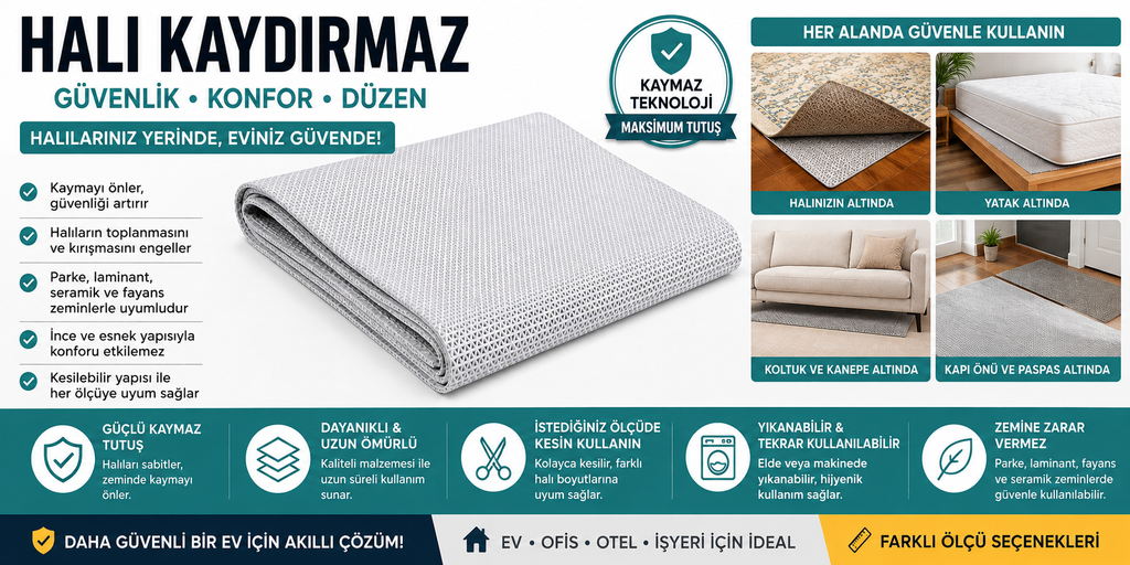 StableFlex® Premium Halı Kaydırmaz Mat 100cm Rulo